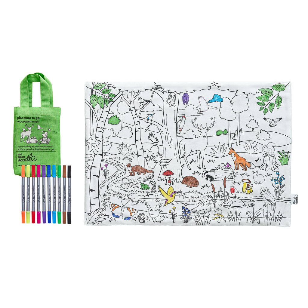 Kibakids - Woodland Reusable Colour-In Placemat for Kids