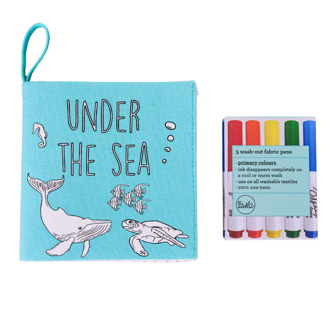 Kibakids - Under the Sea Fabric Colouring Book for kids 1 years +