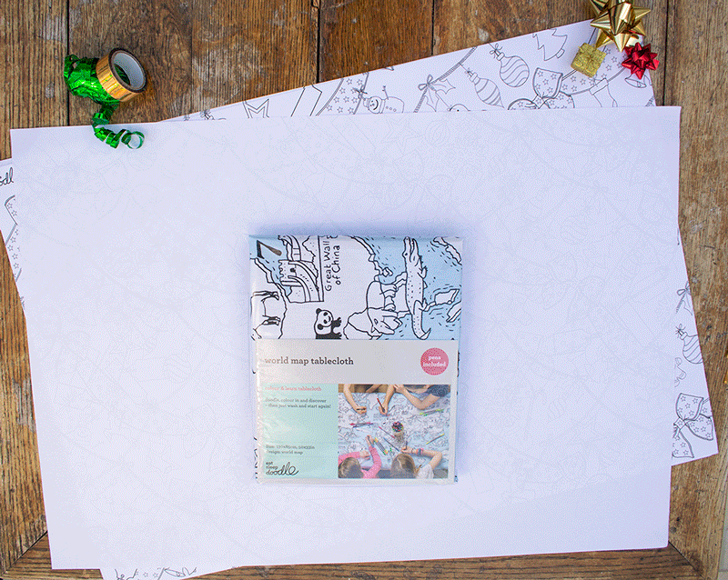 Kibakids - colour in Christmas wrapping paper (3 sheets)