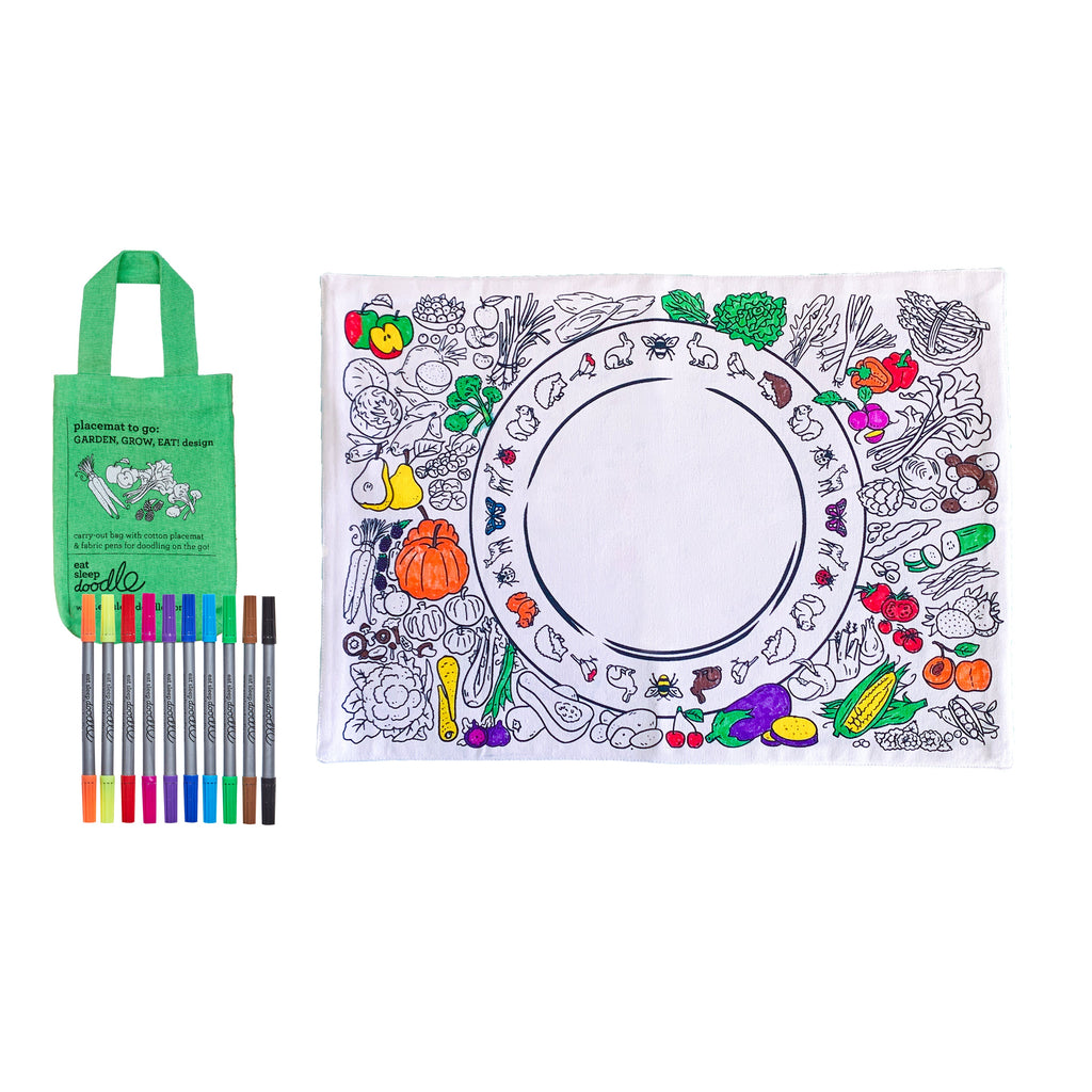 Kibakids - Garden, Grow, Eat! Reusable Colour-In Placemat for Kids