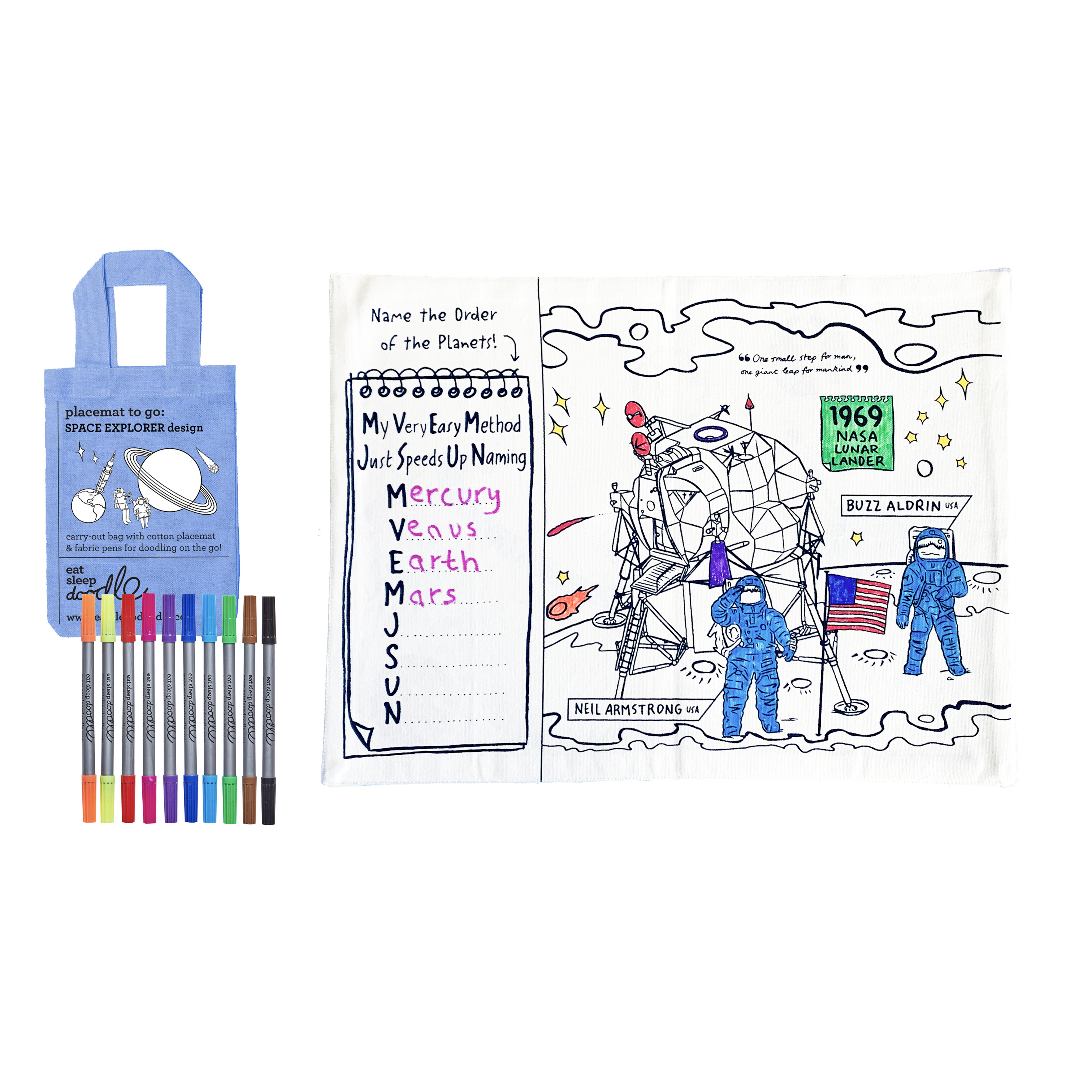 Kibakids - space explorer placemat to go - party pack of 10
