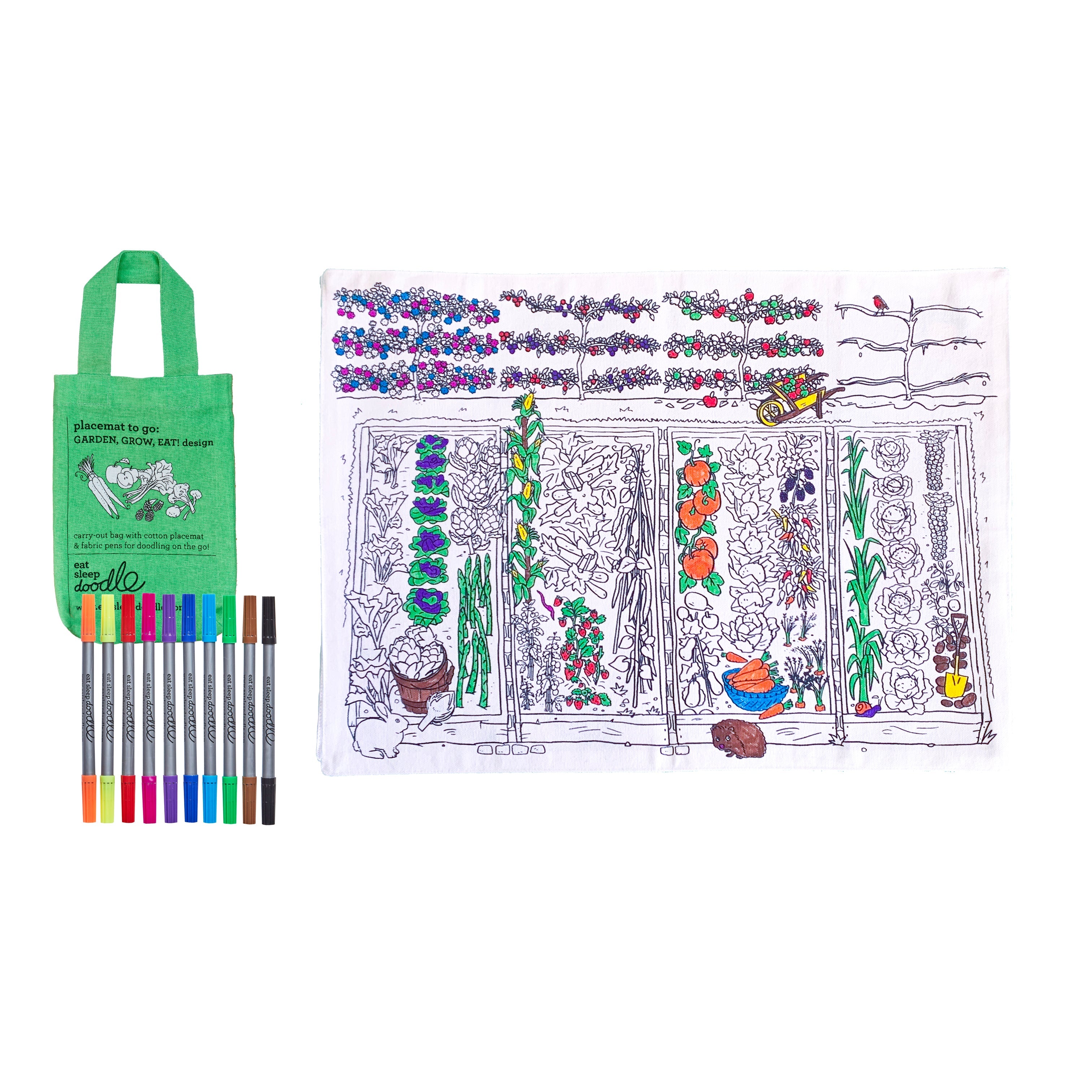 Kibakids - Garden, Grow, Eat! Reusable Colour-In Placemat for Kids
