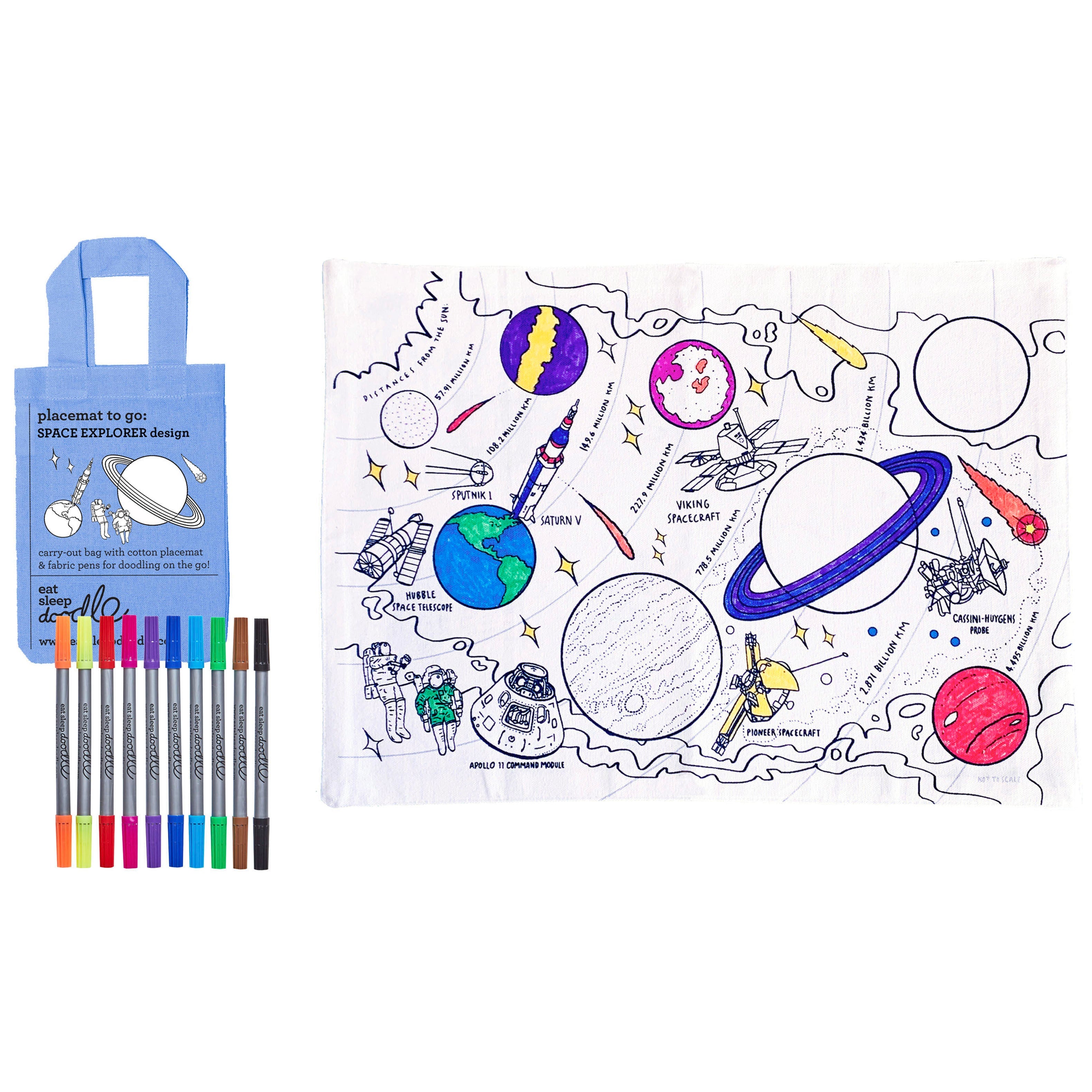 Kibakids - Space Explorer Reusable Colour-In Placemat for Kids