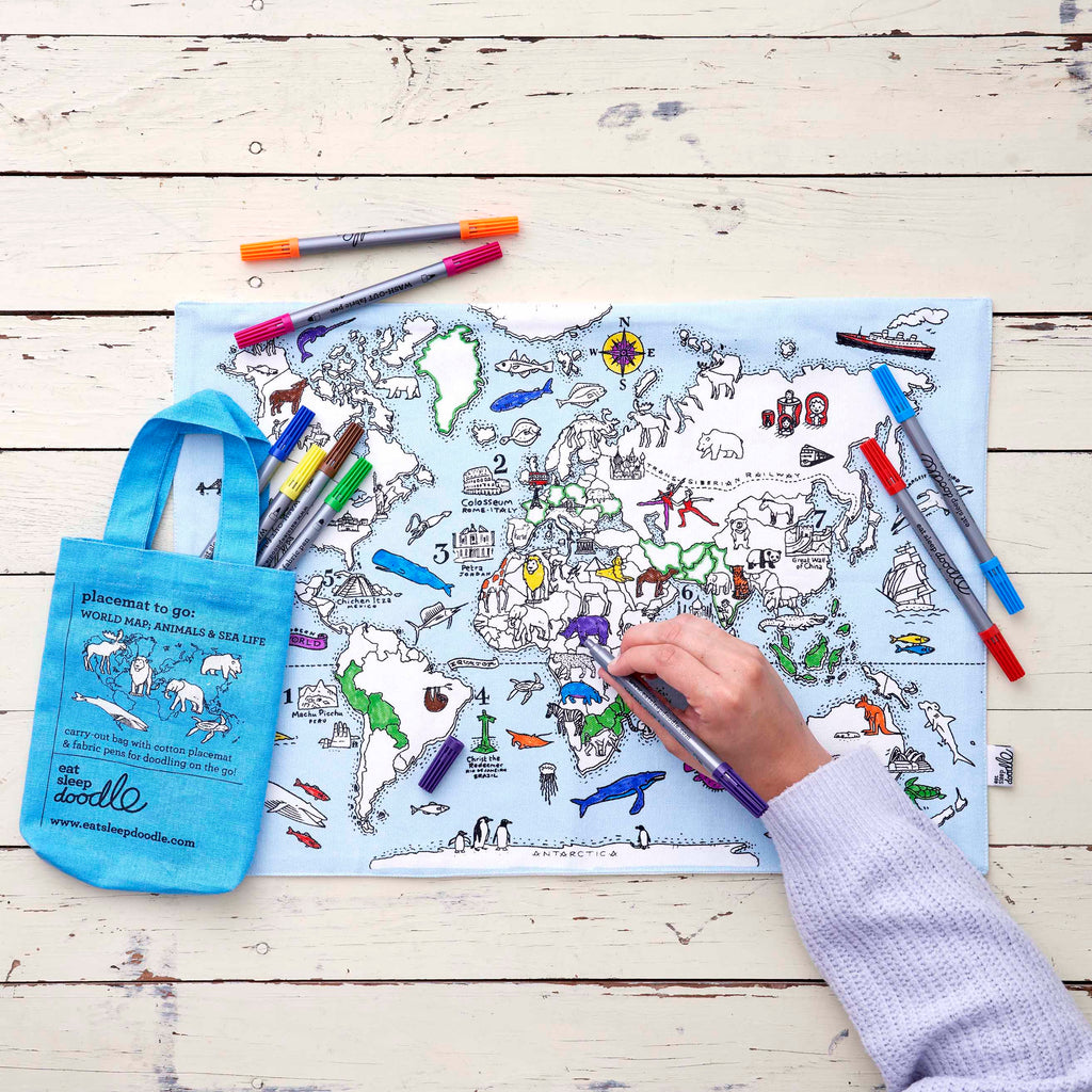 Kibakids - colour your own placemat gift bundle