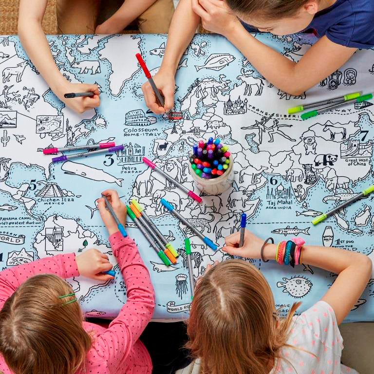 Kibakids - world map tablecloth