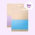 Carnet A6 quadrillé bleu pastel-lavande