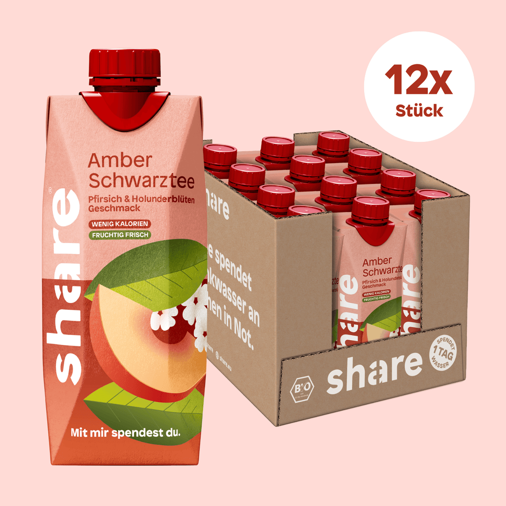 Boisson bio au thé - thé noir, pêche et fleur de sureau
