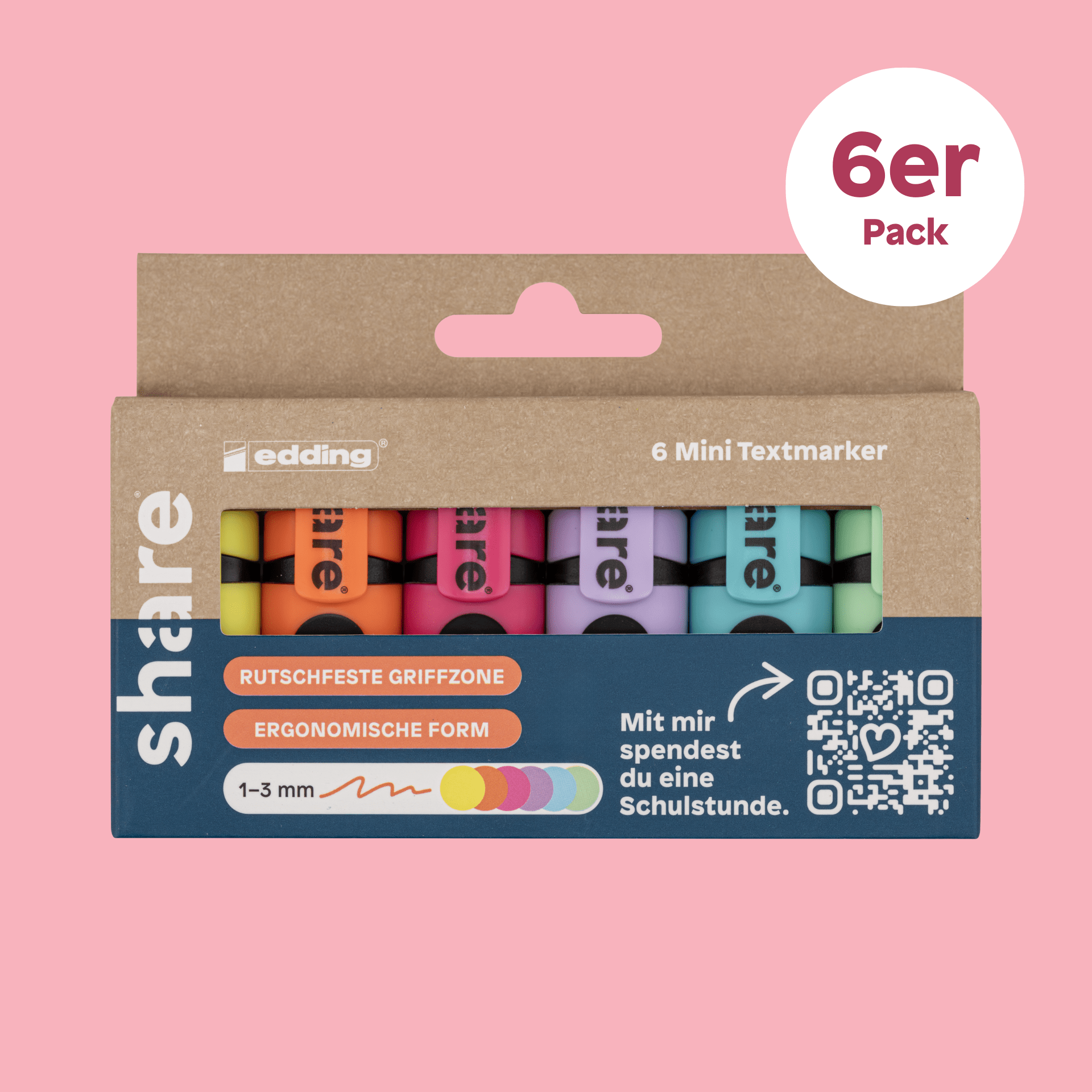 Surligneurs mini, lot de 6